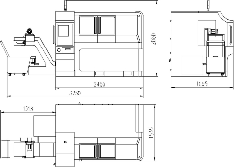 雙面數控車床 Kel-YM-32 機床外形尺寸圖
