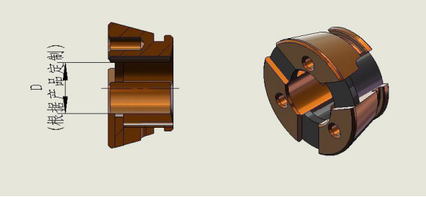 （彈性夾頭示意圖:<也叫筒夾，內孔尺寸 D 可訂做>）